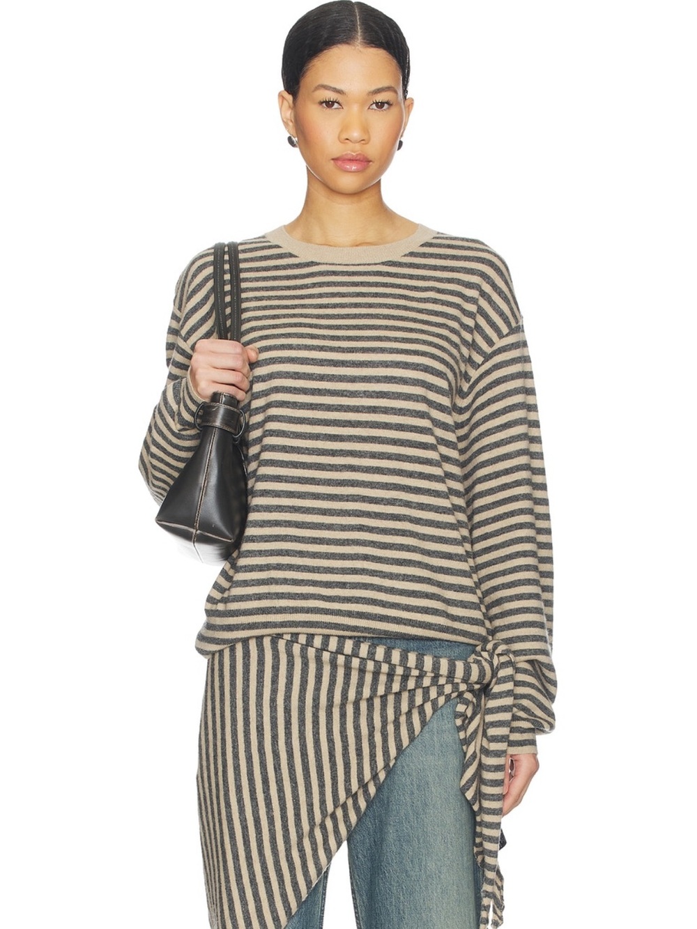 LIONESS• wool striped sweater with matching scarf - Picture 3 of 10
